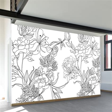 flower wall drawing|More.